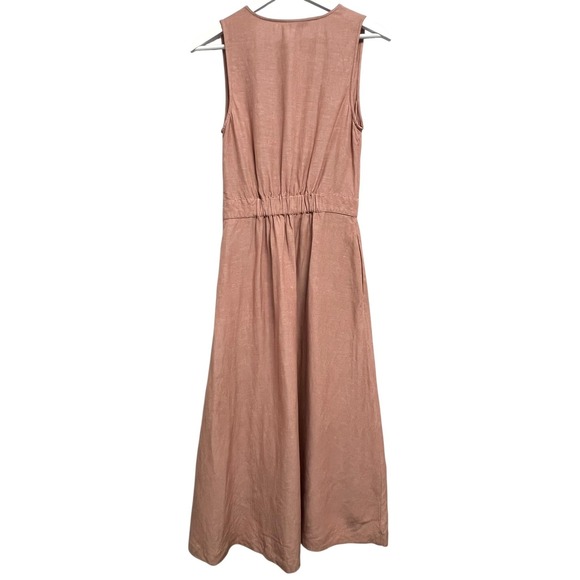 Madewell Maxi Dress Womens 0 Pink Linen Blend Wrap V-Neck Sleeveless Pockets - Picture 12 of 12